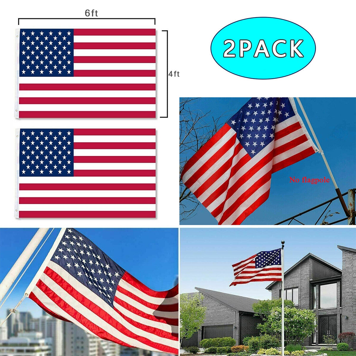 The Pride of America: 4X6FT Heavy Duty Nylon American Flag